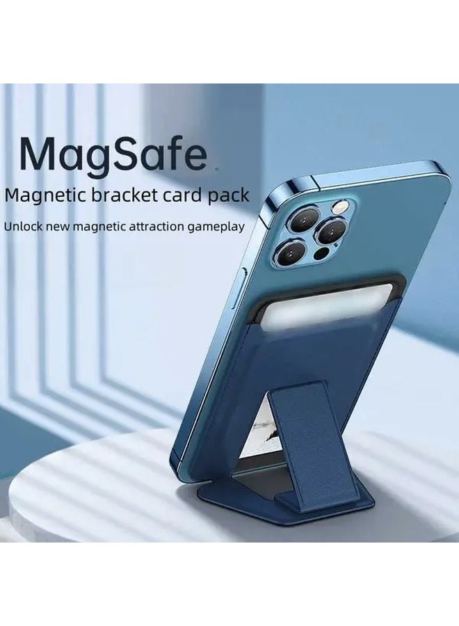 Black Universal Magnetic Wallet Case With Adjustable Stand Holds 4 5 Cards For iPhone 17 16 15 14 13 12 11 - Image 2