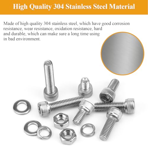 Sutemribor 35 Pieces M6 x 10mm Socket Head Cap Screws, Thread Pitch 1.0mm, Sutemribor M6 Screws, 304 Stainless Steel, Fully Threaded, Silver - Image 2