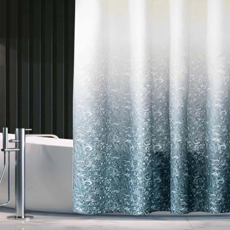 keyiDEARARTBath Shower Curtains, 180cm × 180cm Fabric Shower Curtain Set with Grommet and Hooks, Water Resistant Waterproof Easy Care Washable, Flower Patterm - Image 1