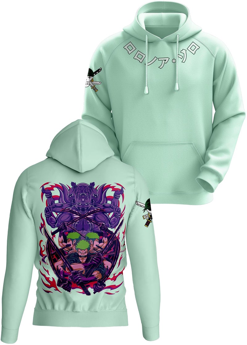 crazymonk Ronozoro One Piece Anime Cotton Hooded Neck Regular Fit Unisex-adult Hoodie - Mint, S - Image 1