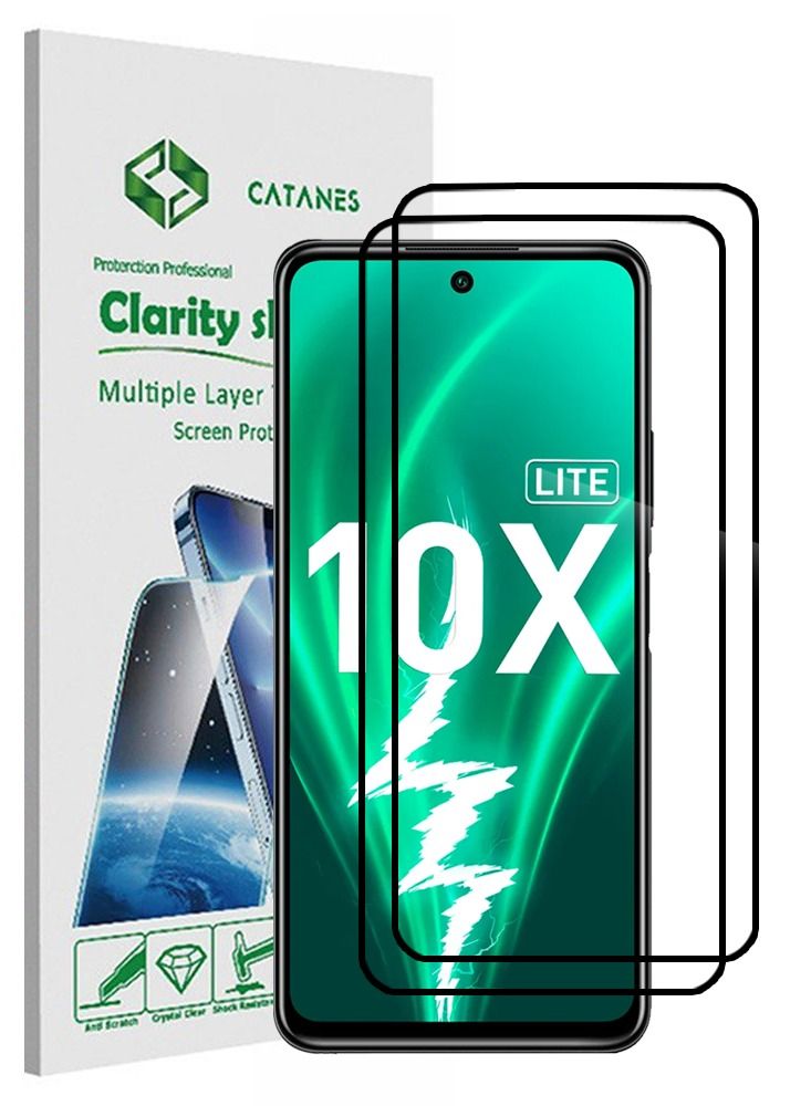 CATANES عبوة 2 واقي شاشة زجاجي مقسى كامل اللصق لجهاز هونر 10X لايت - Image 1