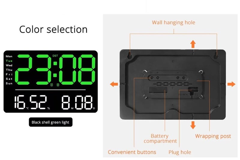 SYGNIUS Digital Wall Clock Digital Clock Large Display Dual Alarms Automatic Brightness Dimmer Easy Track The Time Date Day of Week and Temperature with Remote Control Square Digital Wall Clock1 - Image 3