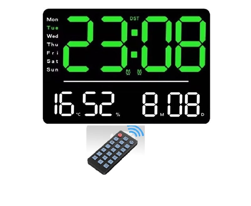 SYGNIUS Digital Wall Clock Digital Clock Large Display Dual Alarms Automatic Brightness Dimmer Easy Track The Time Date Day of Week and Temperature with Remote Control Square Digital Wall Clock1 - Image 1