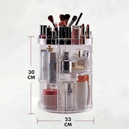 ALOXE Makeup Organizer, 360 Degree Rotating Cosmetic Storage Organizer, 7 Adjustable Layers Large Capacity Makeup Display Case, Fits Jewellery Makeup Brushes and Lipsticks, Clear Acrylic - Image 5