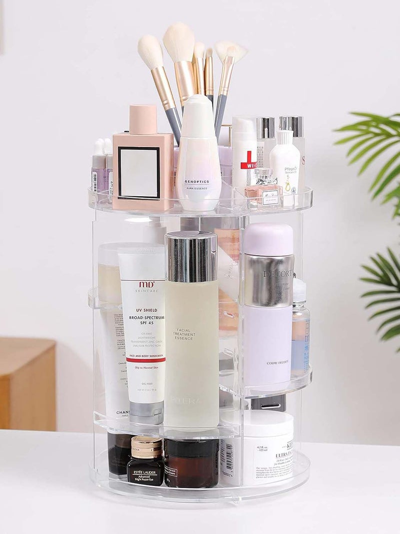 ALOXE Makeup Organizer, 360 Degree Rotating Cosmetic Storage Organizer, 7 Adjustable Layers Large Capacity Makeup Display Case, Fits Jewellery Makeup Brushes and Lipsticks, Clear Acrylic - Image 1