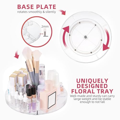 ALOXE Makeup Organizer, 360 Degree Rotating Cosmetic Storage Organizer, 7 Adjustable Layers Large Capacity Makeup Display Case, Fits Jewellery Makeup Brushes and Lipsticks, Clear Acrylic - Image 4