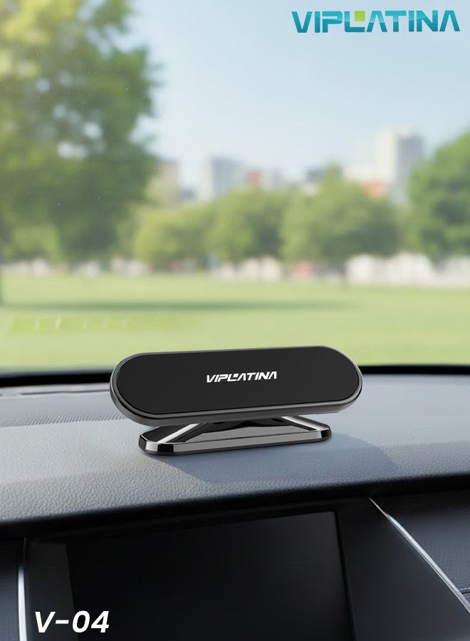 VIPLATINA 360° Rotation Magnetic Car Dashboard Mobile Holder V-04 | Strong Magnet Phone Mount with Zinc Alloy Body, Adhesive Base and Anti-Slip Pad | One-Hand Operation Universal Stand for 4–7 Inch Smartphones and GPS Devices - Image 1