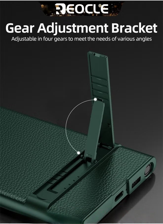 REOCLE Samsung Galaxy S23 Serious Case with Kickstand Ultra-thin Plain Leather Anti-fall Mobile Phone Case for Galaxy S23 Series - Image 5