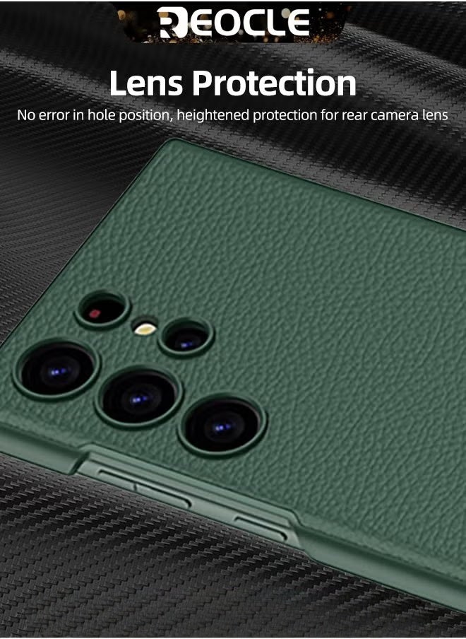 REOCLE Samsung Galaxy S23 Serious Case with Kickstand Ultra-thin Plain Leather Anti-fall Mobile Phone Case for Galaxy S23 Series - Image 4