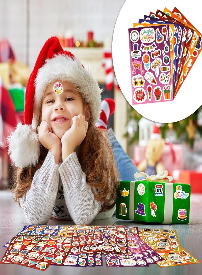 HOWAF 32 Sheets 2025 Happy New Year Party Supplies Stickers, New Year Eve Colorful Stickers Labels for New Years Chocolate Gift Party Decor Favor, NYE Fireworks Candy Sticker Label 500+pcs - Image 3