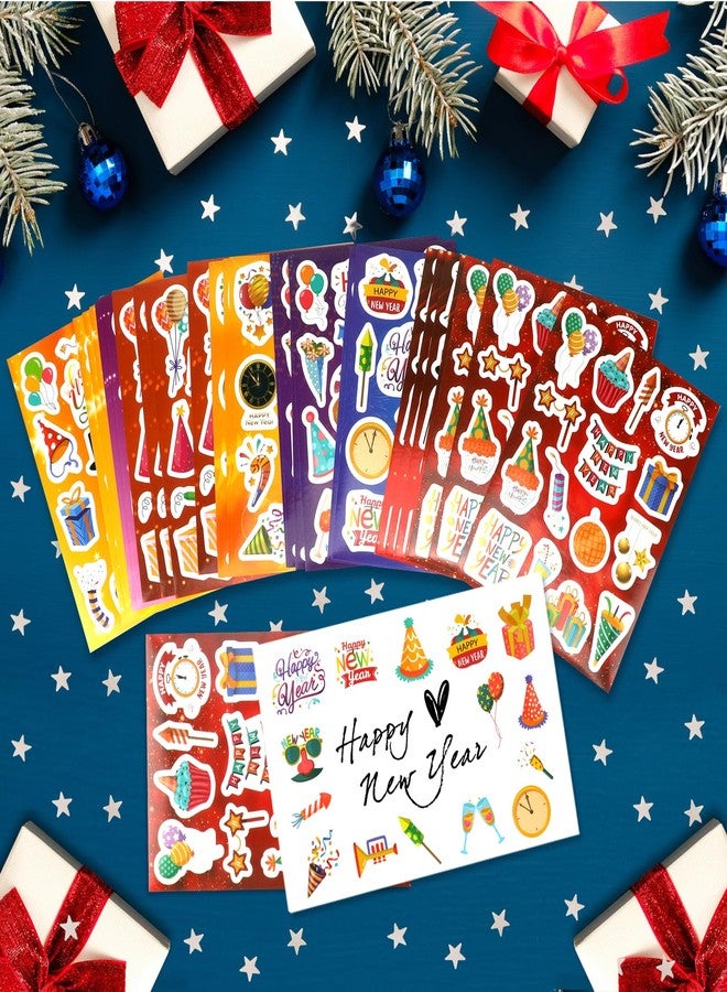 HOWAF 32 Sheets 2025 Happy New Year Party Supplies Stickers, New Year Eve Colorful Stickers Labels for New Years Chocolate Gift Party Decor Favor, NYE Fireworks Candy Sticker Label 500+pcs - Image 4