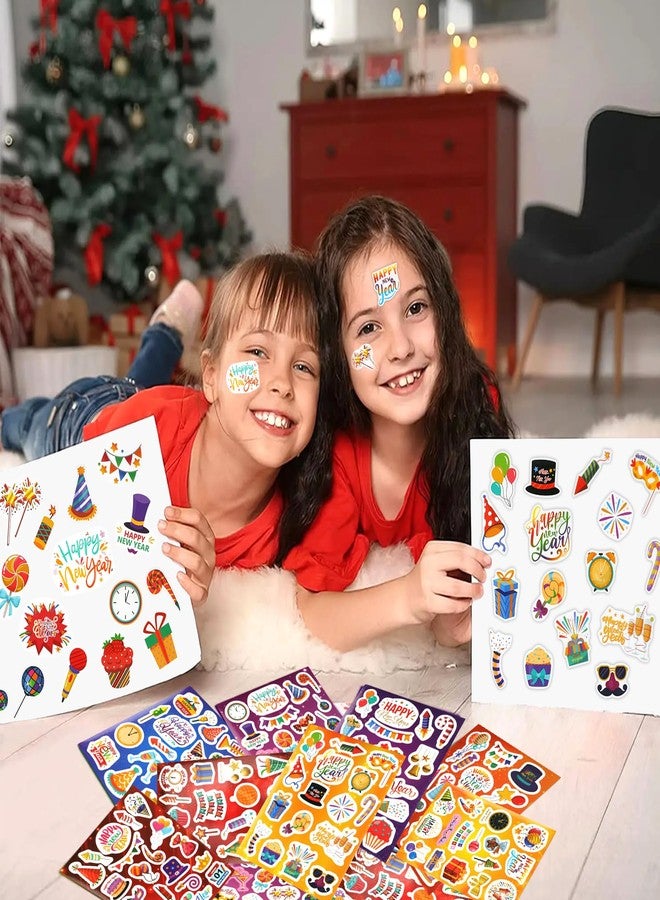 HOWAF 32 Sheets 2025 Happy New Year Party Supplies Stickers, New Year Eve Colorful Stickers Labels for New Years Chocolate Gift Party Decor Favor, NYE Fireworks Candy Sticker Label 500+pcs - Image 5