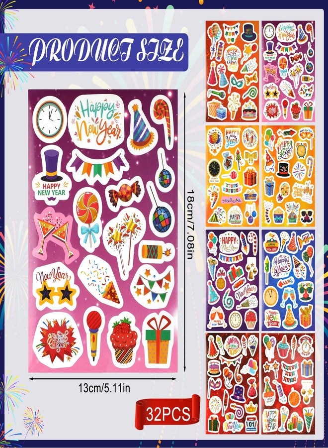 HOWAF 32 Sheets 2025 Happy New Year Party Supplies Stickers, New Year Eve Colorful Stickers Labels for New Years Chocolate Gift Party Decor Favor, NYE Fireworks Candy Sticker Label 500+pcs - Image 2
