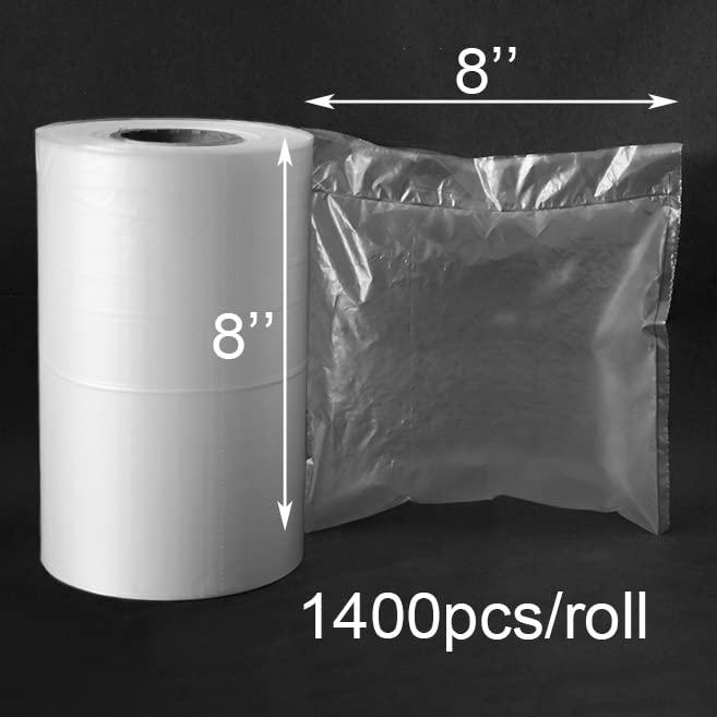 LDS Industry 1 Roll 1400 pcs 8"x8" 918ft Air Pillow Film for Air Pillow Machine, Clear Plastic Bubble Wrap, Medium to Heavy Duty Use - Image 3
