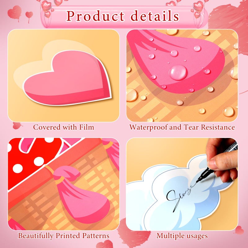 Pajean 135 Pcs Valentine's Day Bulletin Board Decorations Valentines Hot Air Balloon Bulletin Board Cutouts 3D Pink Heart Bulletin Board Honeycomb for Valentine Office Classroom Chalkboard Wall Decor - Image 4