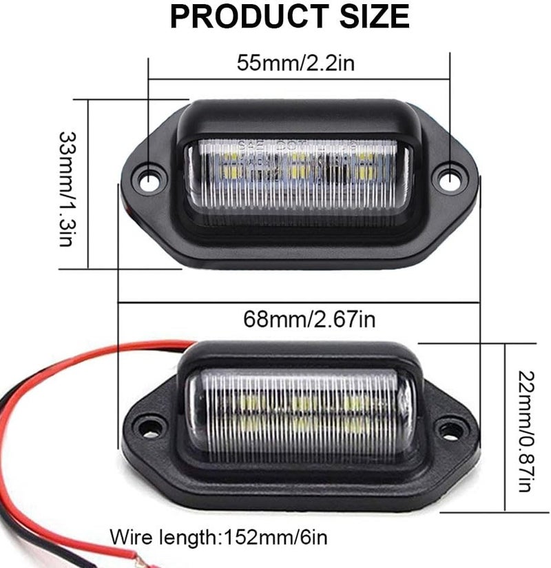 JEDEW 4 PACK License Plate Light, 12V 6-SMD LED License Plate Lamp Taillight for Truck SUV Trailer Van, Step Courtesy Lights, Dome/Cargo Lights - Image 2