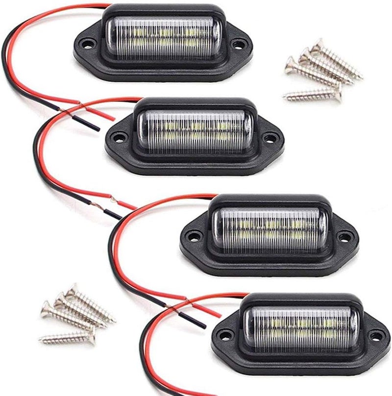 JEDEW 4 PACK License Plate Light, 12V 6-SMD LED License Plate Lamp Taillight for Truck SUV Trailer Van, Step Courtesy Lights, Dome/Cargo Lights - Image 1