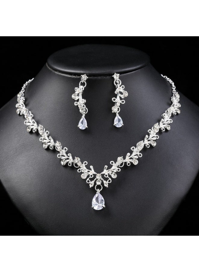 NIBEMINENT Bride's Wedding Dress Jewelry Set - Necklace and Earrings