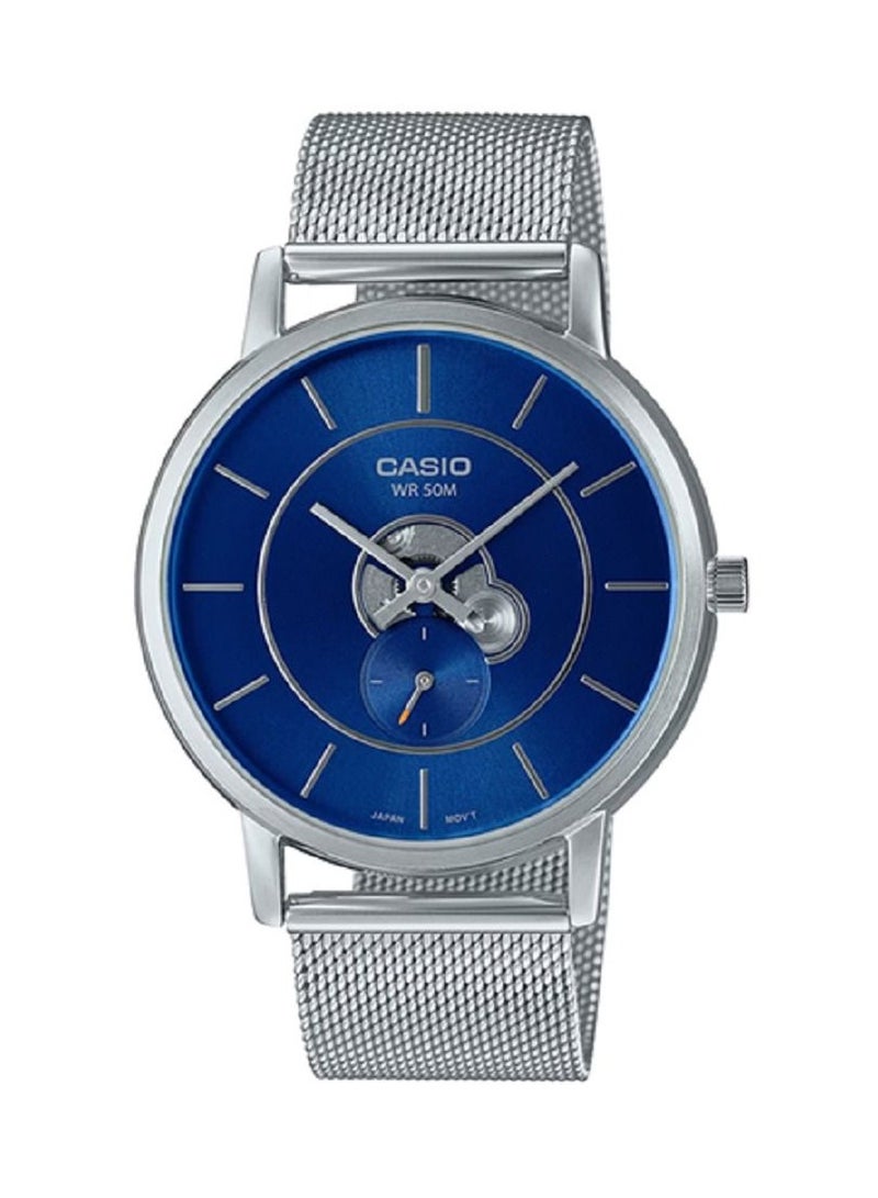 Casio Men Watch - Analog  Inner Workings Dial Blue Dial Stainless Steel Mesh Band MTP-B130M-2AVDF. - Image 1
