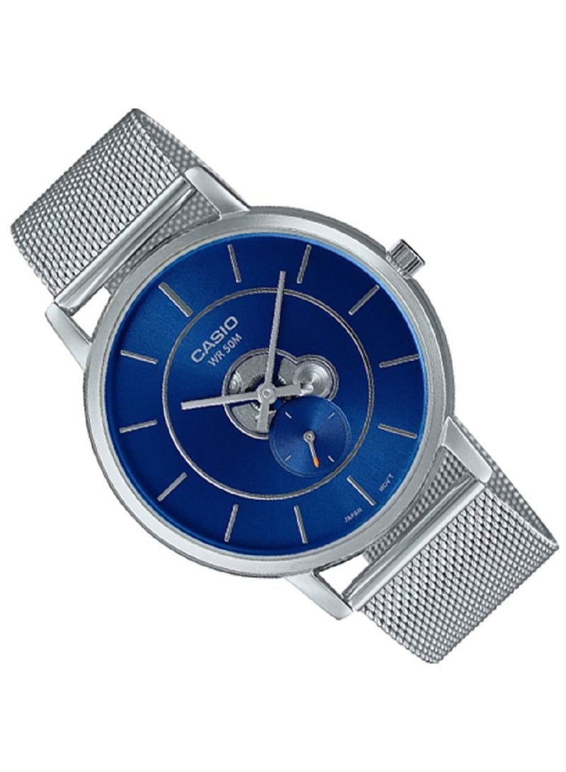 Casio Men Watch - Analog  Inner Workings Dial Blue Dial Stainless Steel Mesh Band MTP-B130M-2AVDF. - Image 2