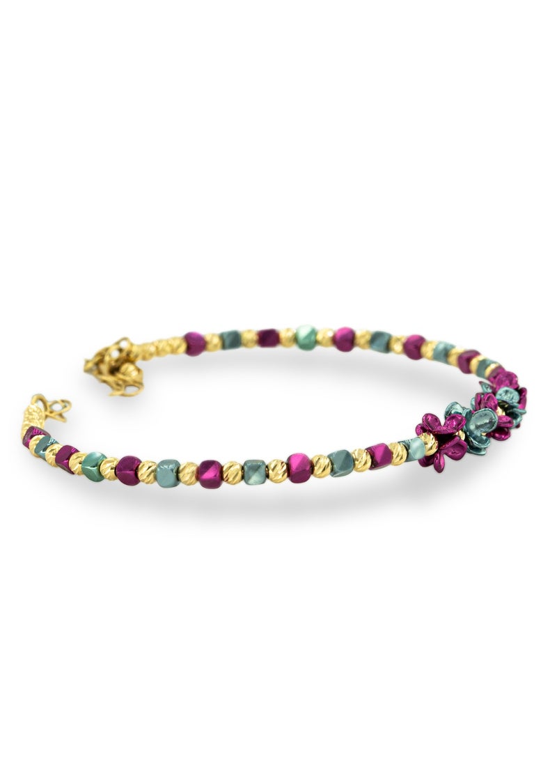 Multicolor Carved Orb Cube Floral Dark Bangle  - Image 2