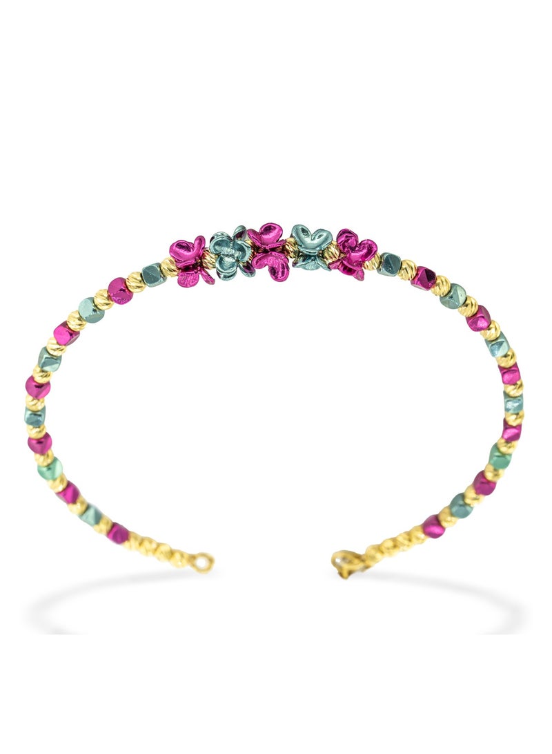 Multicolor Carved Orb Cube Floral Dark Bangle  - Image 3
