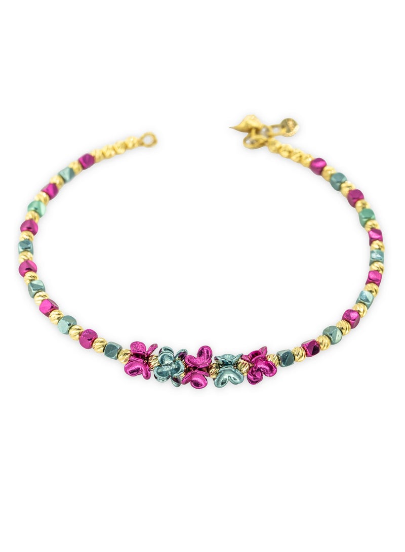 Multicolor Carved Orb Cube Floral Dark Bangle  - Image 4