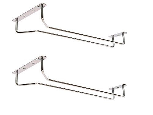 Great Credentials Set of 2-10-Inch Long  Wine Glass Rack  Wire Hanging Rack  Wine Glass Hanging Rack  Wire Wine Glass Hanger Rack  Stemware Rack  Under Cabinet  Chrome Finish (chrome) - Image 1