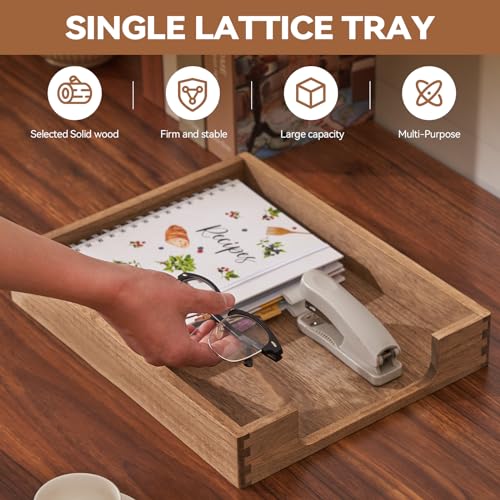 Kirigen Wood Letter-Size Tray Single-Tier(TP-DBR)- Wooden Tones Collection Front-Load Documents Tray for Office Desktop Organizer - Desk Magazine, File, Folder, Paper Holder Drak Brown - Image 2