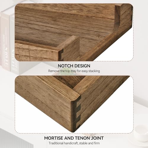 Kirigen Wood Letter-Size Tray Single-Tier(TP-DBR)- Wooden Tones Collection Front-Load Documents Tray for Office Desktop Organizer - Desk Magazine, File, Folder, Paper Holder Drak Brown - Image 3