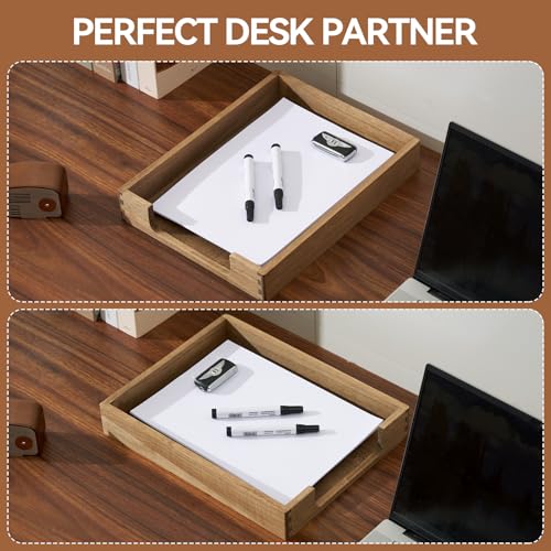 Kirigen Wood Letter-Size Tray Single-Tier(TP-DBR)- Wooden Tones Collection Front-Load Documents Tray for Office Desktop Organizer - Desk Magazine, File, Folder, Paper Holder Drak Brown - Image 4