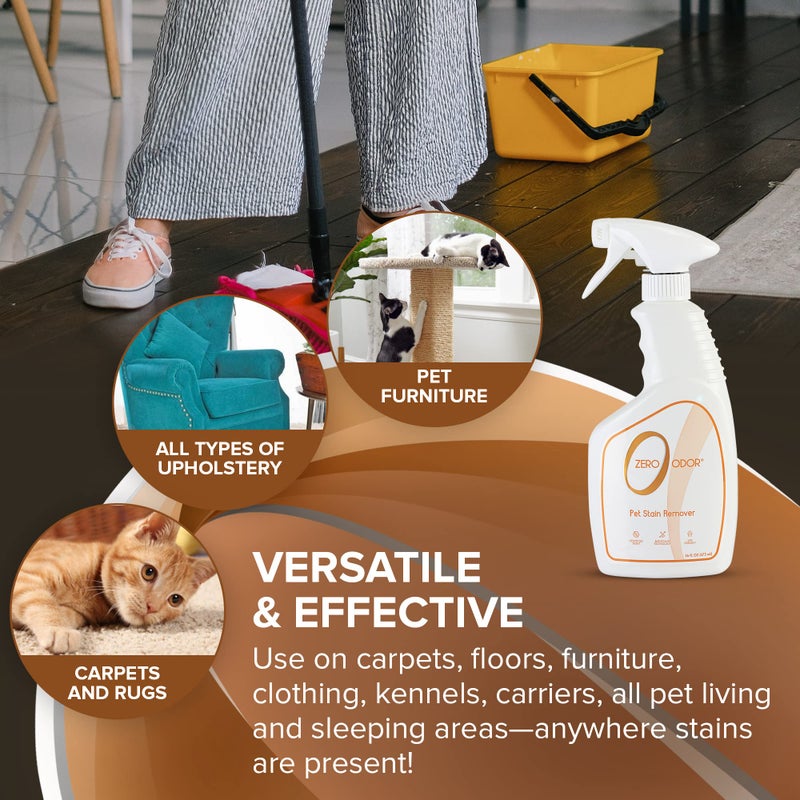 Zero Odor - Pet Stain Remover & Odor Eliminator - Permanently Remove Stain & Odor with Patented Technology Best for Carpet, Furniture, Floors, Pet Bedâ€“ Look and Smell Great, 16oz (Over 400 Sprays) - Image 3