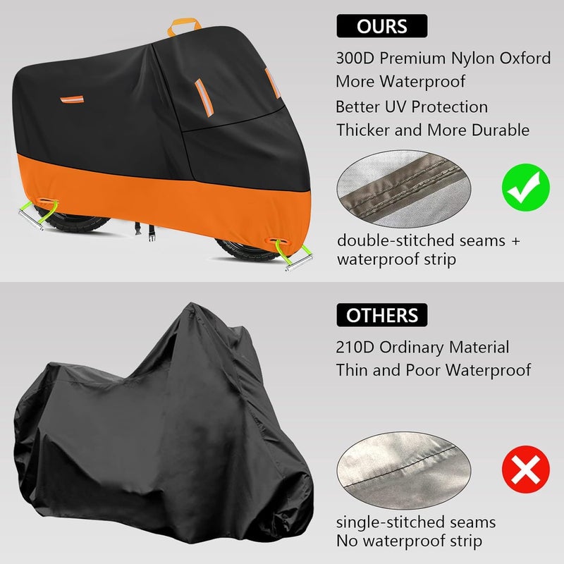 seceles Large Motorcycle Cover Heavy Duty Motorcycle Tarp All Season Durable Waterproof Outdoor Protection Lock Holes Storage Bag Fit up to 80 inch Honda Grom Navi Scooter (L: 74" x 37" x 43") Tiered purchase options - Image 4