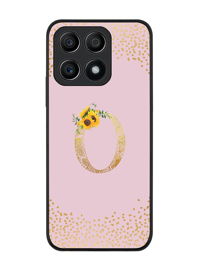 Stylizedd Rugged Black edge case for Honor X8A 4G Slim fit Soft Case Flexible Rubber Edges Anti Drop TPU Gel Thin Cover - Custom Monogram Letter Floral Pattern Alphabet - O (Pink) - Image 1