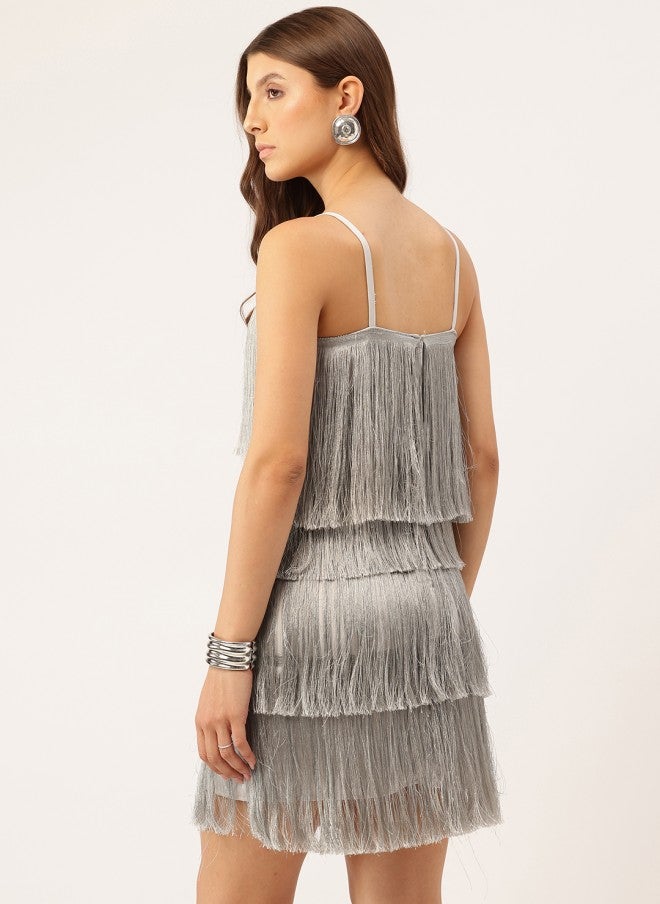 STREET 9 فستان ضيق نسائي بشراشيب - Image 4