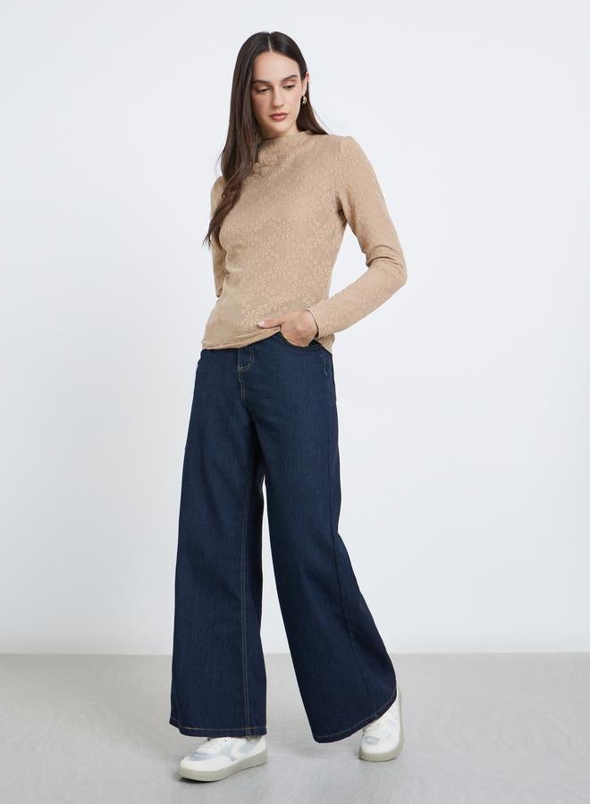 Styli Women Brown Floral Textured Knit Top - Image 2