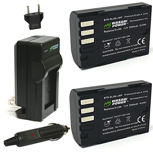 Wasabi Power Battery (2-Pack) and Charger for Pentax D-LI90 and Pentax 645D, 645Z, K-01, K-3, K-5, K-5 II, K-5 IIs, K-7 - Image 1