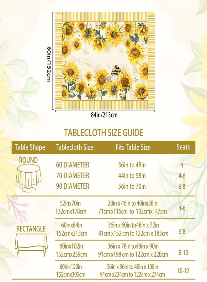 Hexagram Spring Tablecloth 60x84 Inch Rectangle, Sunflower Tablecloths Yellow Floral Table Cloth Farmhouse Season for Home Kitchen Dining Party Decor - Image 2
