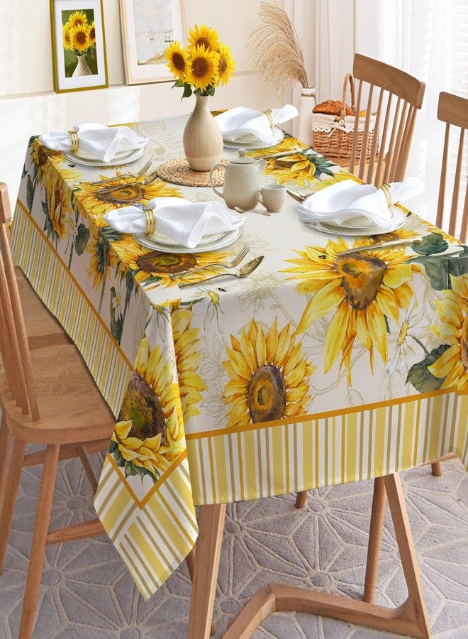 Hexagram Spring Tablecloth 60x84 Inch Rectangle, Sunflower Tablecloths Yellow Floral Table Cloth Farmhouse Season for Home Kitchen Dining Party Decor - Image 3
