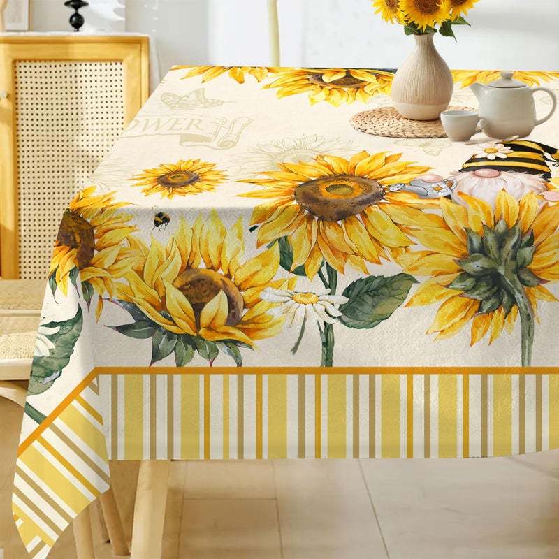 Hexagram Spring Tablecloth 60x84 Inch Rectangle, Sunflower Tablecloths Yellow Floral Table Cloth Farmhouse Season for Home Kitchen Dining Party Decor - Image 1