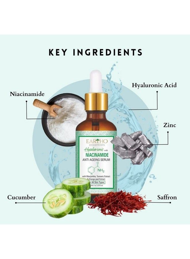 EARTHO essentials Hyaluronic With Niacinamide Anti Ageing Serum 30 Ml - Image 3