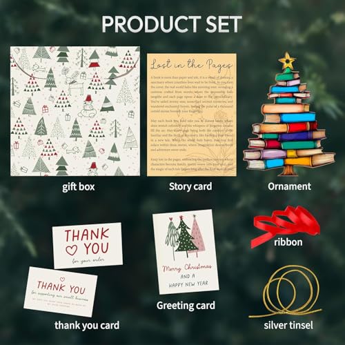 Sensemory Book Lovers Gifts for Women, Valentines Day Gifts for Teacher, Librarian, Reader, Bookworm, Book Ornament Faux Stained Glass Window Hanging, Bookish Gifts Stocking Stuffer Decor (Wooden Tree 2) - Image 4