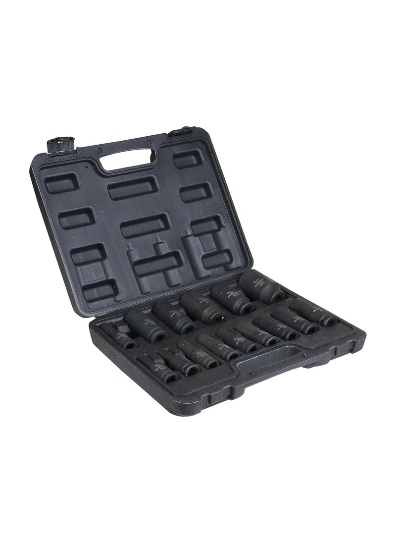 Elephant Elephant 12 Square Drive 6Point Deep Impact SocketsThin Wall Set of 15 Sockets Metal  - Image 2