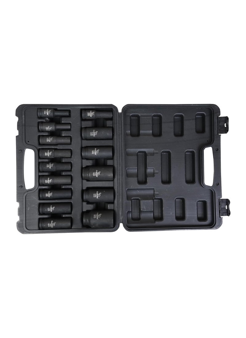 Elephant Elephant 12 Square Drive 6Point Deep Impact SocketsThin Wall Set of 15 Sockets Metal  - Image 3