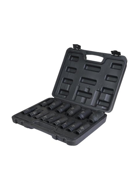 Elephant 12 Square Drive 6Point Deep Impact SocketsThin Wall Set of 15 Sockets Metal