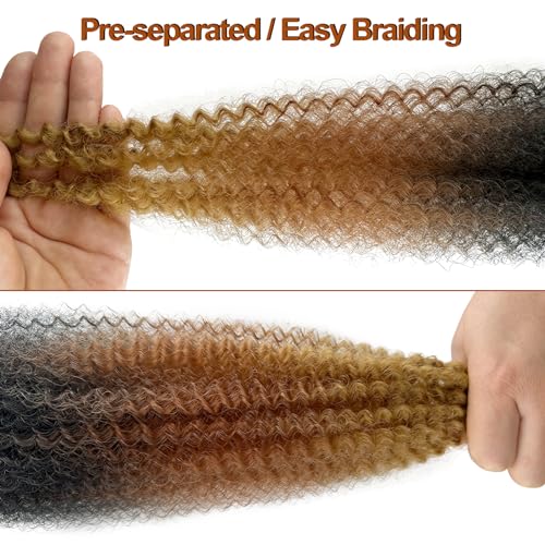 Chicmoi Springy Afro Twist Hair 1B/30/27 Ombre Marley Twist Braiding Hair 16 Inch Three Tone Ombre Twisted UP Spingy Afro Twist Braiding Hair 8 Packs Kinky Twist Hair for Locs - Image 4