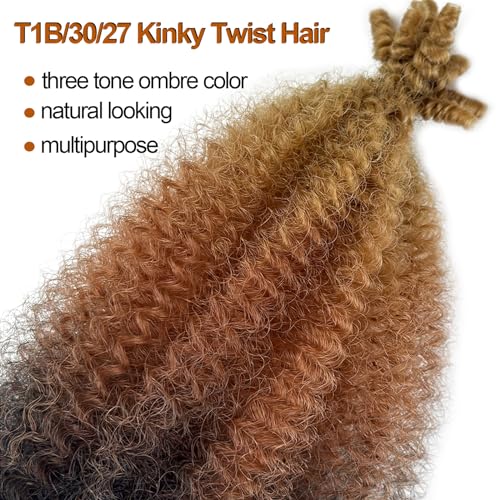 Chicmoi Springy Afro Twist Hair 1B/30/27 Ombre Marley Twist Braiding Hair 16 Inch Three Tone Ombre Twisted UP Spingy Afro Twist Braiding Hair 8 Packs Kinky Twist Hair for Locs - Image 3