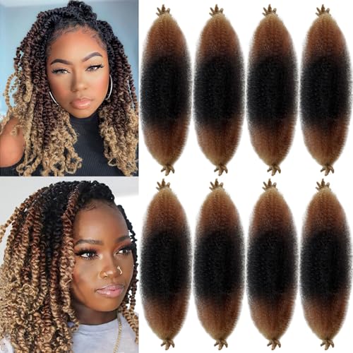 Chicmoi Springy Afro Twist Hair 1B/30/27 Ombre Marley Twist Braiding Hair 16 Inch Three Tone Ombre Twisted UP Spingy Afro Twist Braiding Hair 8 Packs Kinky Twist Hair for Locs - Image 1