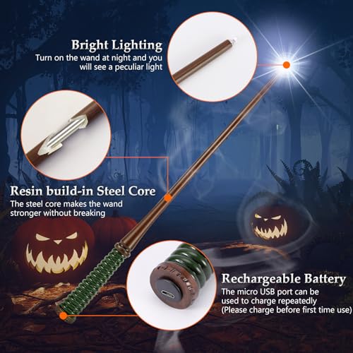 ChampWe Light Up Magic Wizard Wand Rechargeable Illuminating Toy for Kids Witch Collection Cosplay Accessories with Spellbook and Gift Box Spiral - Image 5