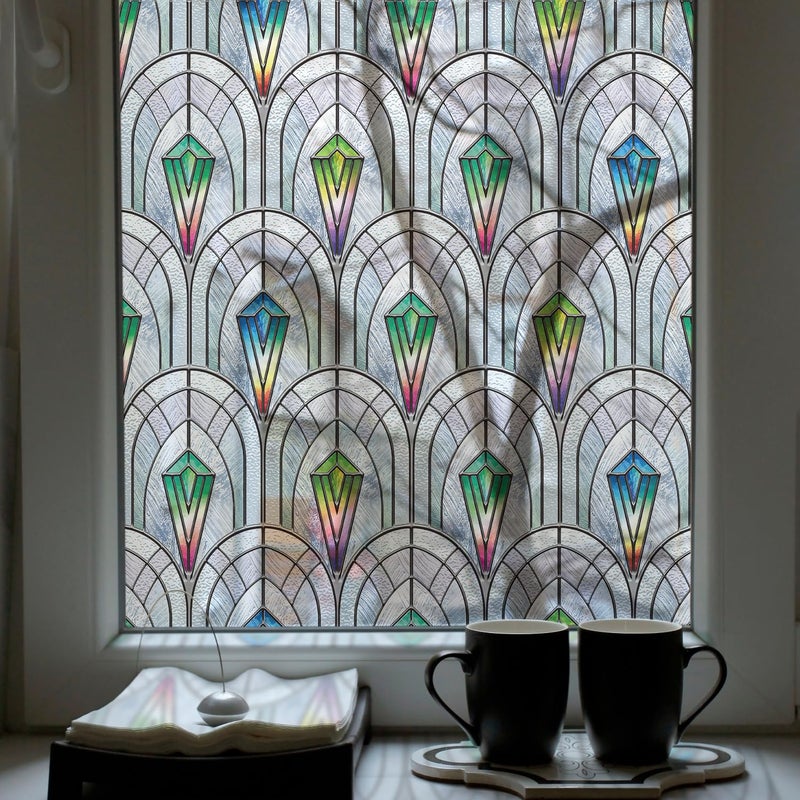 Chicskin 3D Vintage Stained Glass Window Film with Tools, Decorative Window Privacy Film for Room/Door/Home Decor, Peacock Prism, 16.93â€™â€™X78.74â€™â€™(43X200CM) - Image 3